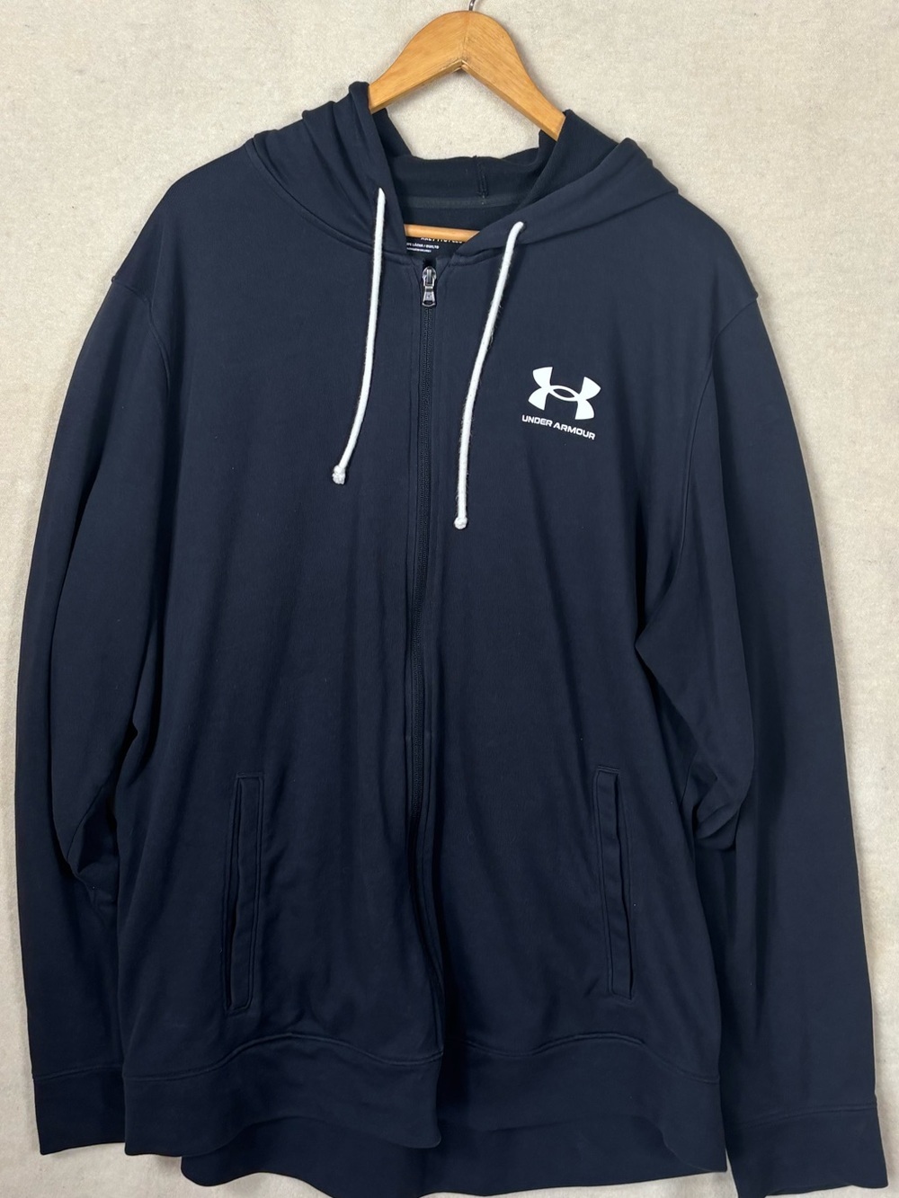 Under Armour Men’s Full Zip Hoodie Black XXL Loose Fit Lightweight Sweatshirt